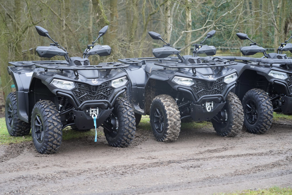 CFMOTO Quad Bikes Lined up in a row