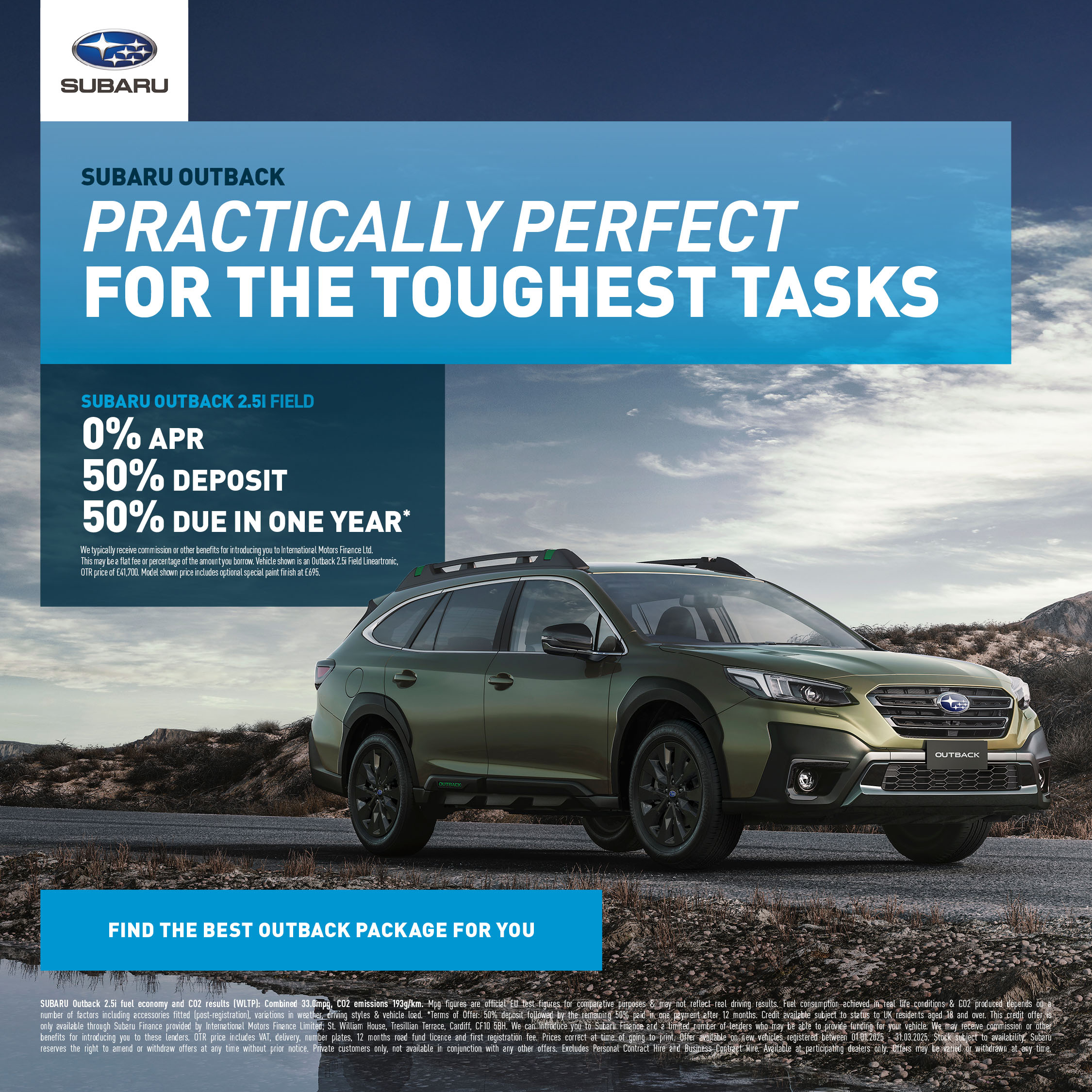 Q1 Subaru 50 50 Offer Social Post Outback 4915 - Eaglesham Garage Limited