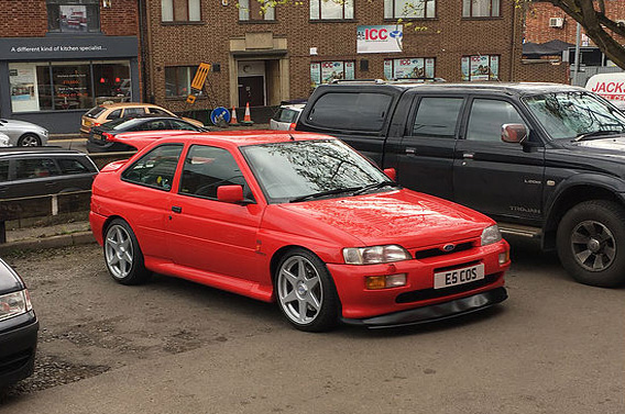 Old School Ford In For MOT This Bright Red Escort Cosworth, It Was A Pleasure To Have In The Garage