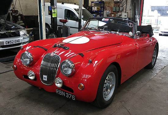 Beautiful Jaguar Xk150 In For Transmission Service And Water Leak, Customer Uses The Car Regular And