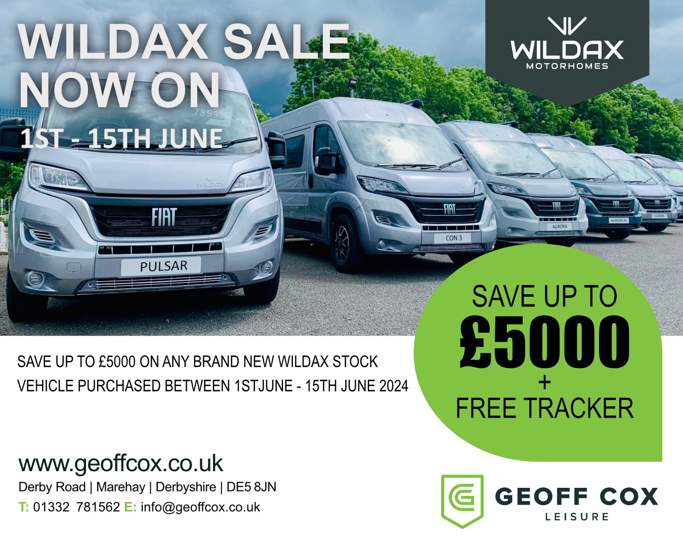 new-wildax-geoff-cox-leisure-summer sale