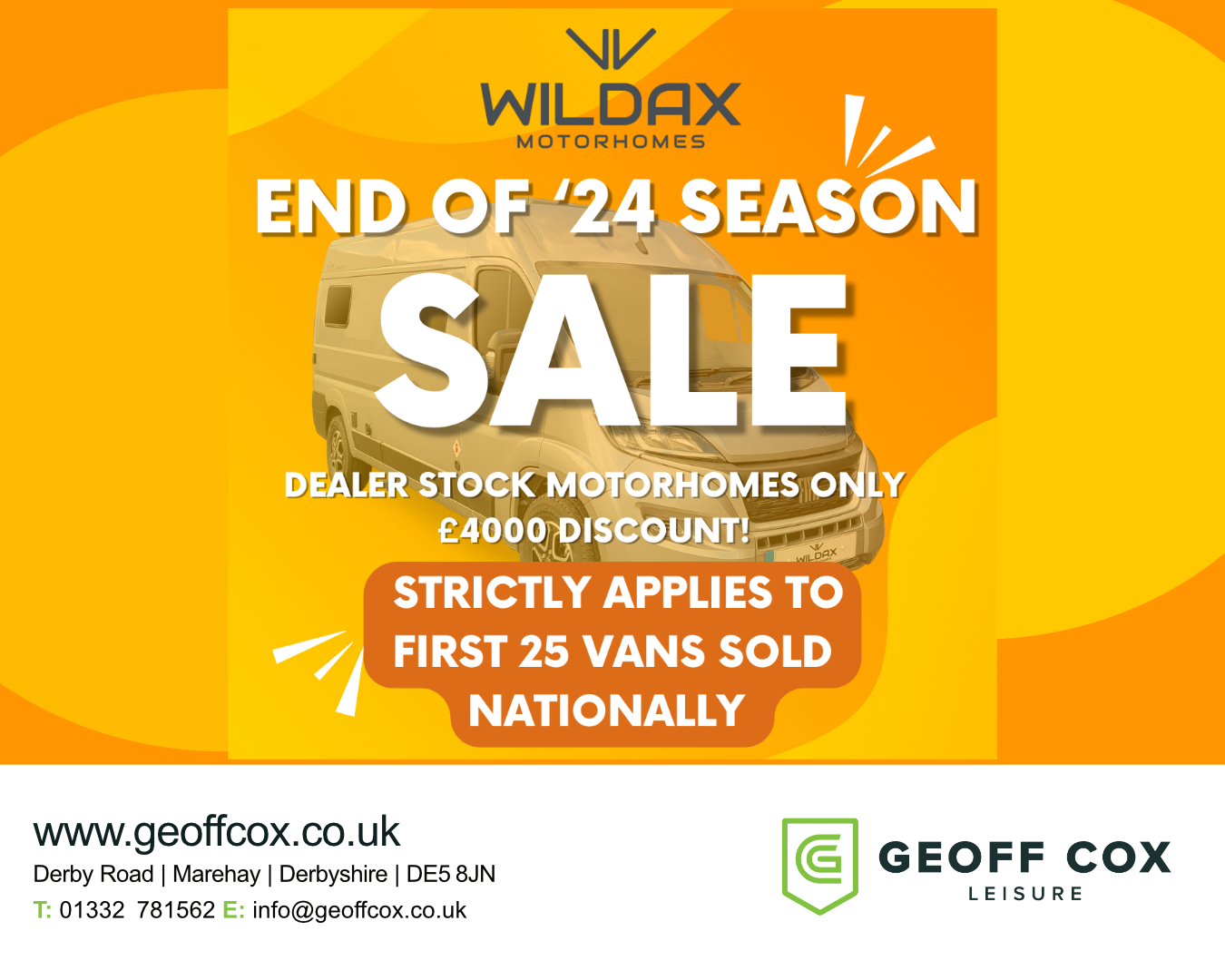 New Wildax-End of ’24 Sale-Geoff Cox Leisure