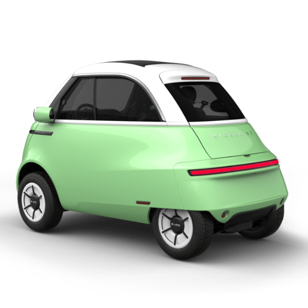Microlino Dolce Paris Mint White Rear Left 3q 2000x - Central GB Ltd