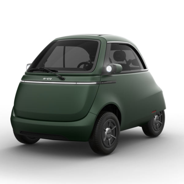 Microlino Competizione London Green Matt Front Left 3q 2000x - Central GB Ltd