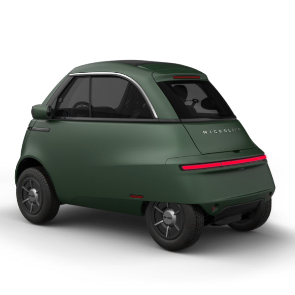 Microlino Competizione London Green Matt Rear Left 3q 2000x - Central GB Ltd