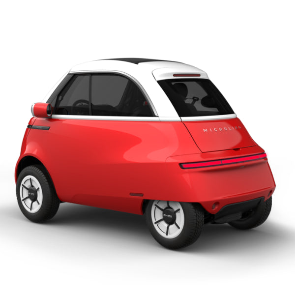 Microlino Dolce Milano Red White Rear Left 3q 2000x - Central GB Ltd