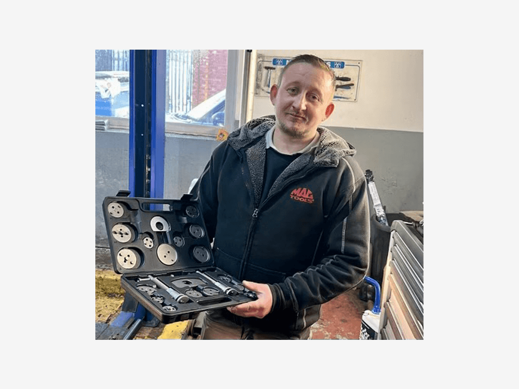 Here’s Jimmy with his new Piston Wind Back tool that we have just purchased for him.