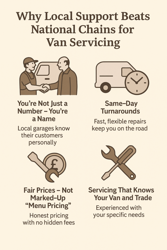 Infographic showing why local van servicing is better than national chains
