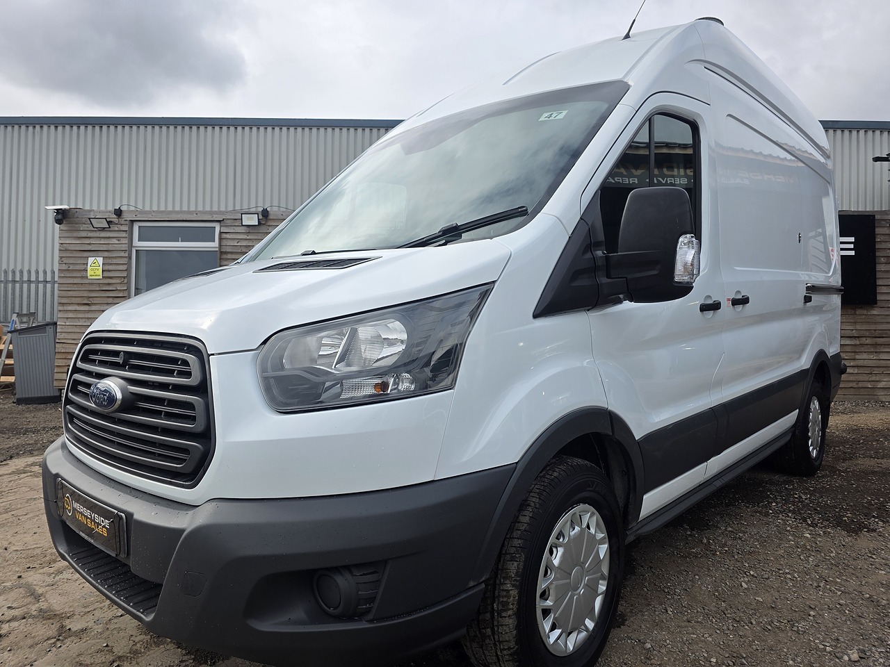 Our own Ford Transit L2 H3 — from the front three-quarter, as photographed for its listing on our forecourt in St Helens.