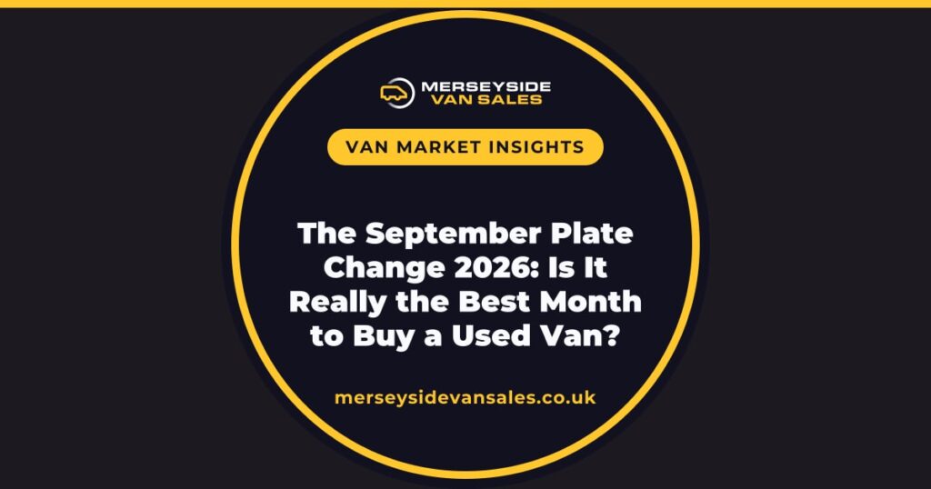 A Merseyside Van Sales title card reading “The September Plate Change 2026: Is It Really the Best Month to Buy a Used Van?”.