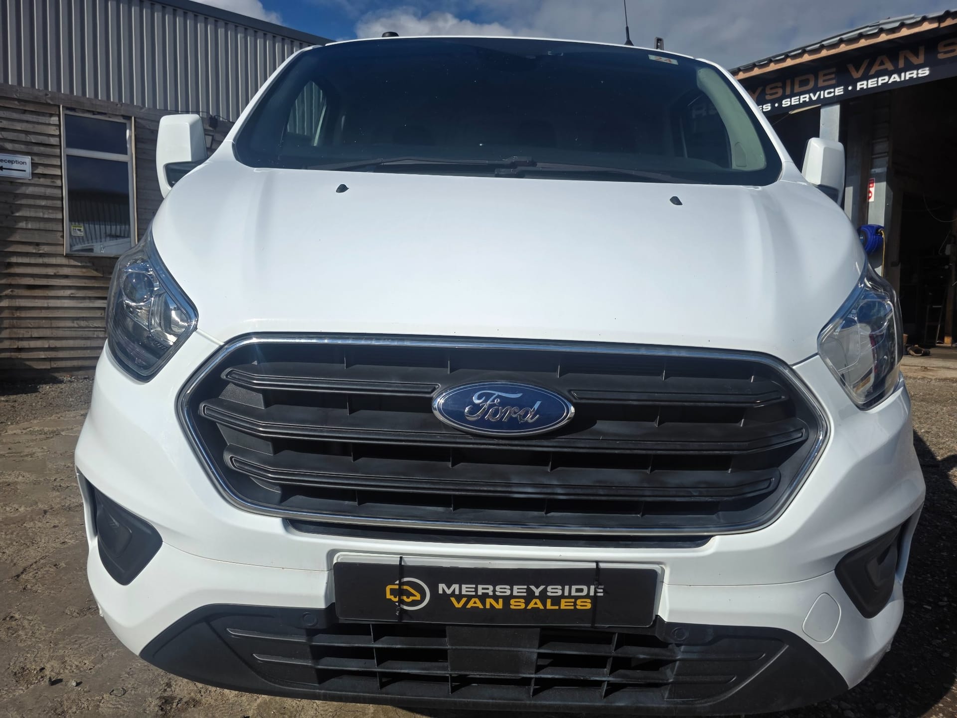 Ford Transit Custom photographed head-on at our Merseyside forecourt