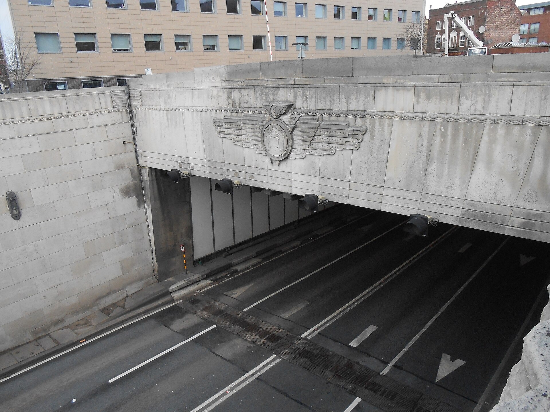 The Birkenhead portal of the Queensway road tunnel under the Mersey