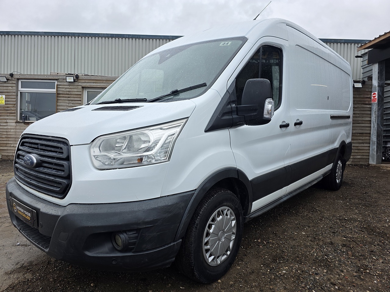 Ford Transit panel van on our forecourt, seen from the front three-quarter